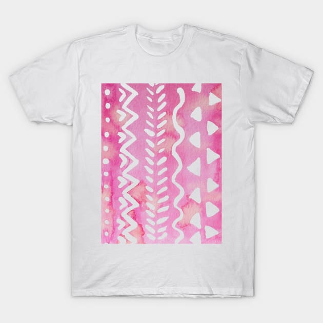 Loose boho chic pattern - pink T-Shirt by wackapacka